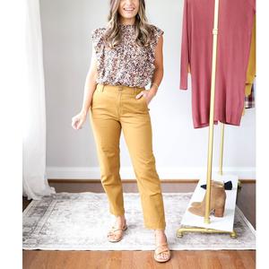 Haute qualité dernière conception couleur unie grande taille femmes Chino pantalon pantalon à la mode Slim Fit Chino pantalon exportation de BD - Product Image 3