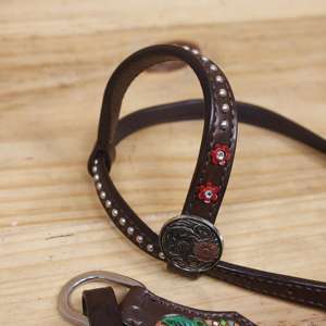 Cabestro de Cuero Vacuno Genuino con Pechera y Riendas, Cabestro para Carreras de Caballos, Conjunto de Equipo Personalizado a Precio de Venta al por Mayor - Product Image 4