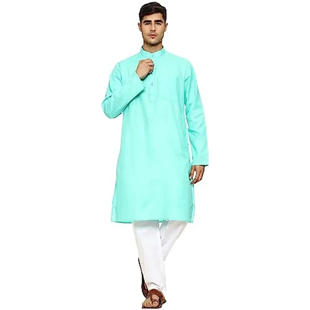 Vêtements islamiques traditionnels pakistanais Shalwar Kameez à manches longues avec des ensembles shalwar Robe musulmane d'été pour hommes