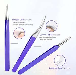 Kit de Pinzas para Pestañas Curvas y Puntiagudas de Acero Inoxidable con Estuche para Extensiones de Pestañas Personales y Profesionales - Product Image 4