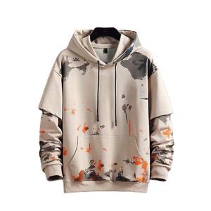 Sweat à capuche épais pour homme, taille plus, imprimé patchwork, style streetwear, lettres imprimées, ample et long, automne/hiver 2025 - Product Image 4