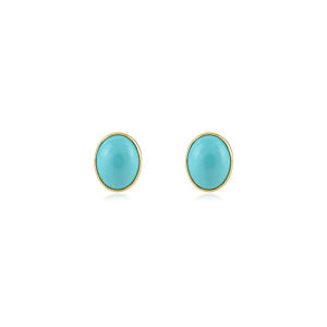 Produit à succès, boucles d'oreilles en pierre précieuse turquoise de qualité supérieure, or jaune véritable 18 carats, pierre de naissance de décembre, cadeau pour elle, bijoux - Product Image 1