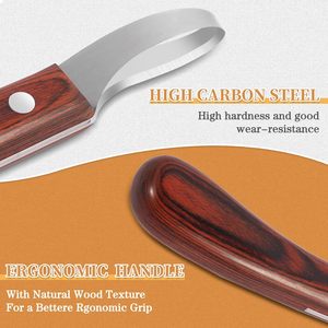 Couteau à sabot avec affûteur Kit d'outils de maréchal-ferrant Couteau à sabot à double tranchant avec manche en bois - Product Image 2