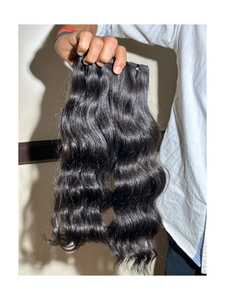 Extensiones de cabello humano virgen de un solo donante sin procesar, encaje HD ondulado indio alineado con cutícula Natural 100%, trama plana con estilo - Product Image 5