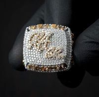 Bague de championnat personnalisée en argent 925 avec diamants en moissanite glacés, style hip-hop tendance, pour homme, pour fête, fiançailles, mariage