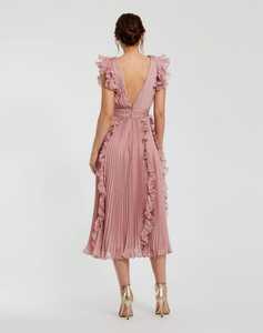 ชุดราตรีคอวีทรงเอพร้อมจีบสำหรับงานสังสรรค์แบบลำลองหรือออกไปข้างนอก - Product Image 5