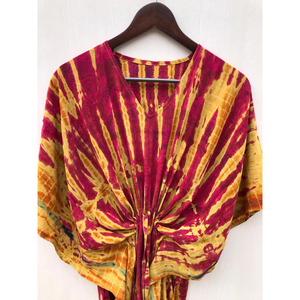 Caftán de Seda Crepé con Estampado Floral Tie Dye para Mujer, Salida de Playa, Mercado Mayorista al Mejor Precio - Product Image 2