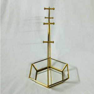 Bandejas de soporte de joyería de cristal de Metal dorado hechas a mano organizador de exhibición de almacenamiento de maquillaje personalizado para contenedor de joyería de mujer - Product Image 4