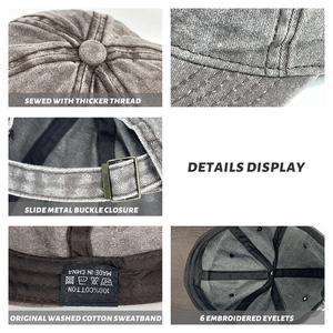 Unisexe, Polyester/coton rétro Vintage réglable Snapback papa chapeau couleur unie chapeau de Baseball teint en détresse lavé chapeaux de sport - Product Image 4