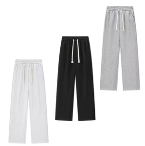 Pantalones de chándal de pierna recta para hombre personalizados FLN, pantalones de chándal informales con cordón holgado ecológico con lavado de colores bordado - Product Image 1