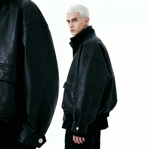 Veste en cuir pour homme en gros avec col montant, logo frontal, respirante, imperméable, coupe-vent, chaude pour l'hiver, couleurs et tailles personnalisées - Product Image 6