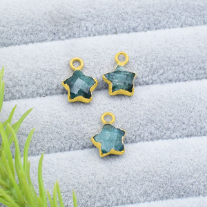Dyed Emerald Star Gemstone Pendant Faceted Gold Electroplated Tiny <b>Charm</b> for Necklace & DIY <b>Jewelry</b> - Product Image 3