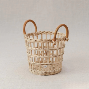 Eco-Friendly Rattan Snack & Fruit <b>Basket</b> - Handmade Rustic <b>Display</b> <b>Basket</b> with Handle, Made in Vietnam Round Rattan <b>Display</b> Tray - Product Image 1
