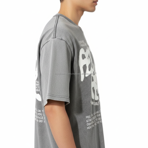 Camiseta Motivacional para Hombre con la Frase "FEEL THE FEAR", Tipografía Audaz, Estilo Urbano, Color Gris, Algodón, Logotipo Personalizado OEM - Product Image 3