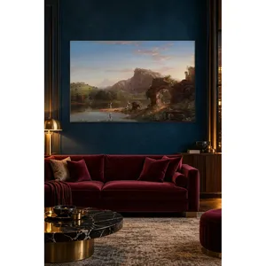 Impresión en lienzo de Fida Thomas Cole: Ruinas antiguas junto a un lago - Product Image 3