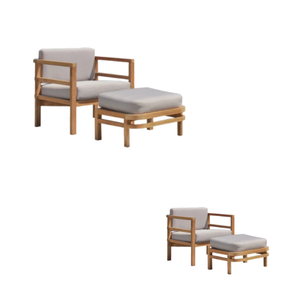 Chaise longue imperméable coussin gris extérieur plage en bois chaise de piscine natation chaise longue - Product Image 2