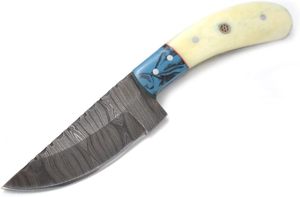 Couteau à lame fixe en acier damas fait à la main de qualité supérieure gaine en cuir supportée OEM Style Cowboy pour la chasse Camping en plein air - Product Image 2