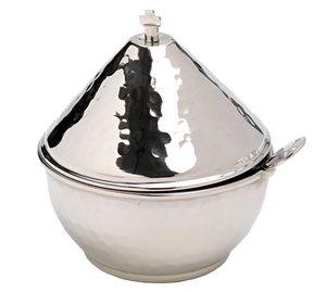 Marmite faite à la main ustensiles de cuisine en acier inoxydable finition argentée avec couvercle casserole de table marmite de service - Product Image 3