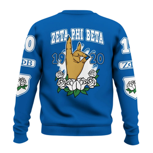 Sudadera Azul con Cuello Redondo Zeta Phi Beta 1920 para Mujer, Ropa Griega de Hermandad, Sudadera Bordada - Product Image 2