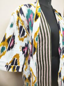 Ikat Print Women Wear Bathrobe <b>Velvet</b> Kimono <b>Dress</b>, Indian Long <b>Velvet</b> Bathrobe Kimono, Unisex <b>Velvet</b> Robe Luxurious Bathrobes f - Product Image 3