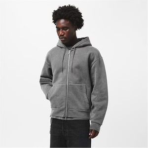 Sweat à capuche unisexe décontracté avec poche avant Pull-over uni Sweat à capuche zippé personnalisé en polaire brossée douce pour le confort hivernal - Product Image 3