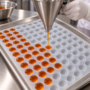 Moule à bonbons en silicone professionnel pour la fabrication de bonbons gélifiés en forme de dôme, idéal pour les cuisines professionnelles et la production de bonbons gélifiés à la gélatine. - Product Image 5