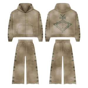 Ensemble sweat à capuche et pantalon de survêtement unisexe personnalisé pour la maternité, imprimé animal, délavé à l'acide, avec cordon de serrage, coupe ample, vêtements de sport d'hiver - Product Image 2