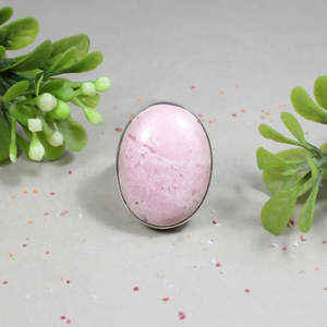 GIA Certified Dainty Sterling <b>Silver</b> Fine <b>Ring</b> Natural Pink Rhodochrosite Gemstone <b>Statement</b> Smooth Cut Rhodium Plated Pink - Product Image 3