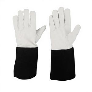 Premium Quality White Calf Tig <b>MIg</b> Welding Gloves With Suede Black Cuff Custom Size Protective Anti-Heat for Argon Steel <b>Welders</b> - Product Image 1