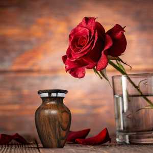 Urna de cremación de Metal en miniatura con acabado de grano de madera de cerezo rojo para cenizas humanas o de mascotas Urna funeraria de recuerdo pequeño para mascotas - Product Image 6