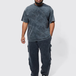 Última moda gimnasio donde lavado con ácido camiseta hombres desgastado peso pesado algodón en blanco de gran tamaño 100% algodón para hombres camiseta - Product Image 5