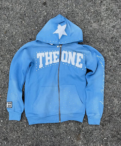 Nouveau sweat à capuche zippé oversize pour homme, style streetwear personnalisé, en molleton de coton respirant, avec strass, effet délavé soleil et délavé à l'acide, écologique, pour l'hiver - Product Image 3