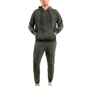 2025 nueva moda 100% algodón para hombre Deporte chándal Hip Hop chándales invierno ácido lavado chándal para hombres - Product Image 1