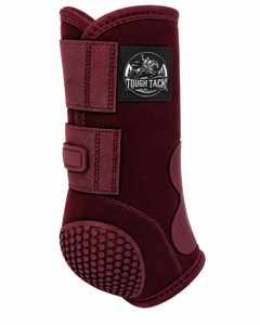 Bottes de protection pour chevaux Tough Tack en néoprène bordeaux avec semelle Hex Grip pour l'équitation 2026 - Product Image 2