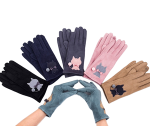 Guantes de Ciclismo de dedo completo transpirables a prueba de viento de invierno lisos con cálido para pantalla para uso al aire libre Polar Fleece - Product Image 4
