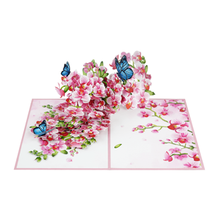 Artesanía 3D Pop-up Flores rosas con mariposa Tarjeta de felicitación 15x20 cm Tarjeta de regalo de papel personalizada para madre - Product Image 5