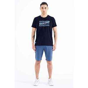 Camiseta de Cuello Redondo para Hombre Tommylife, Estampado de Texto Blanco, Corte Estándar - 88172 - AZUL MARINO - Product Image 4