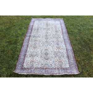 Alfombra Turca Vintage de 3.8x6.9 pies, Alfombra de Lana Azul - Product Image 1