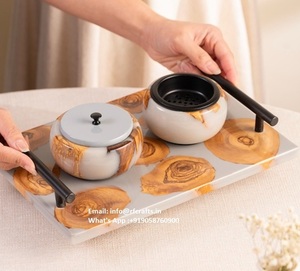 Most Selling <b>Wooden</b> & Resin/ Epoxy Arabic Handmade Oud Bakhoor Burner Tray Set with Acrylic <b>Box</b> Wood <b>Lid</b> for Luxury - Product Image 1