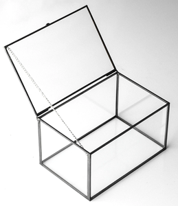 Caja de joyería de cristal transparente con forma de rectángulo con acabado negro, kit de almacenamiento de maquillaje y caja de brazaletes, caja de decoración para el hogar Fpr multiusos USADO - Product Image 1