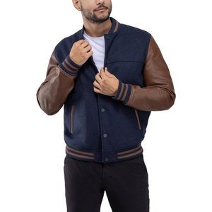Veste universitaire pour hommes manches en cuir véritable et laine mélangée Letterman Boys College Varsity Jackets XS-5XL - Product Image 3