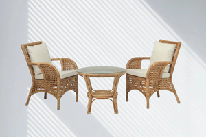 Cordella ชุดระเบียงแบบเอเชียทำด้วยมือชุดหวายหรูหราสำหรับเฟอร์นิเจอร์กลางแจ้งลานอพาร์ทเมนต์หรือลานริมสระว่ายน้ำ - Product Image 3