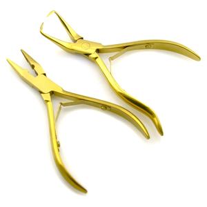 Boîte à outils professionnelle d'extension de cheveux de trame-Ensemble d'outils d'extension de cheveux experts Aiguilles en forme de C avec ciseaux pour stylistes plaqué or - Product Image 1