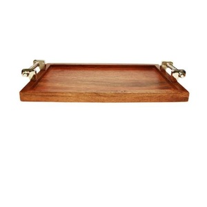 Plateau de service tendance pour restaurants et hôtels, vaisselle décorative pour la maison, plateau de service alimentaire en métal et bois - Product Image 5