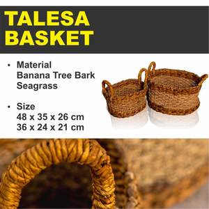 Cesta TALESA, Artesanía de Corteza de Árbol de Plátano y Pasto Marino - Product Image 2