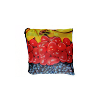 Sacs de courses en polyester écologiques personnalisés - Sacs à main pliables de grande capacité à imprimé fruits avec poignées en polyester pour usage quotidien