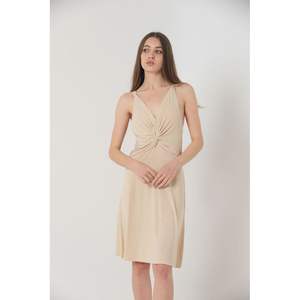 Robe de soirée Topshow à bretelles ornées de pierres, col en V, longueur genou, produit en gros - Product Image 3