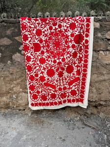 Vintage Inspired Hand Embroidered Suzani Quilt – Colorful Floral <b>Bed</b> <b>Cover</b>, Boho Chic Bedroom Accent, Handmade Textile Art - Product Image 5