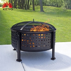 Barbecue d'extérieur KEYO KY222, foyer <span class=keywords><strong>en</strong></span> <span class=keywords><strong>fonte</strong></span>, foyer rond noir pour brûler du bois, grande capacité pour 12 kg <span class=keywords><strong>de</strong></span> bois - Product Image 2