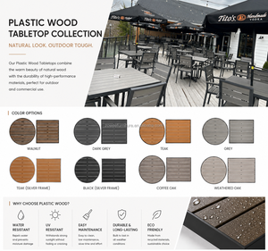 Ensemble de salle à manger d'extérieur pour restaurant, tables et chaises en aluminium et polybois, table ronde en plastique vieilli pour café et <span class=keywords><strong>bistrot</strong></span> - Product Image 5